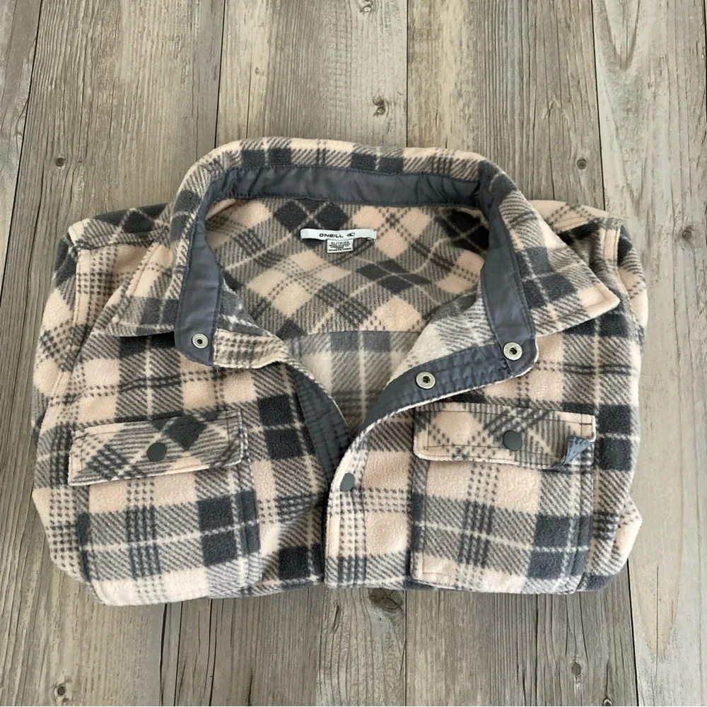 O’Neill Plaid Snap Button Shacket Fleece Women’s XL - Picture 10 of 10